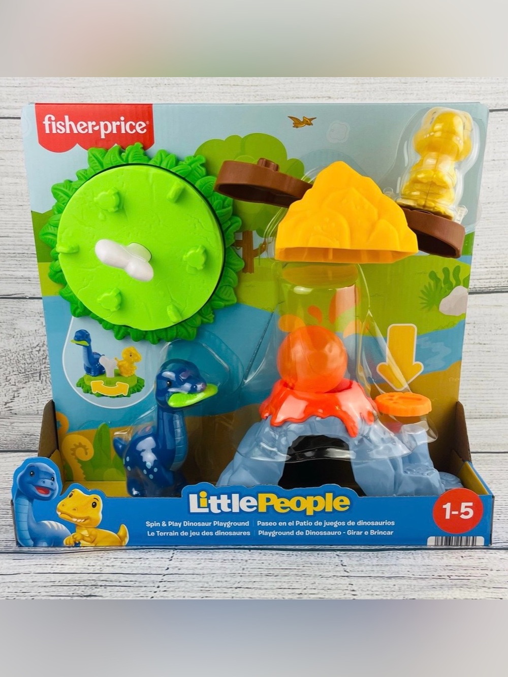 Fisher-Price Little People Jurassic Dino Spin & Play Dinosaur Playground New